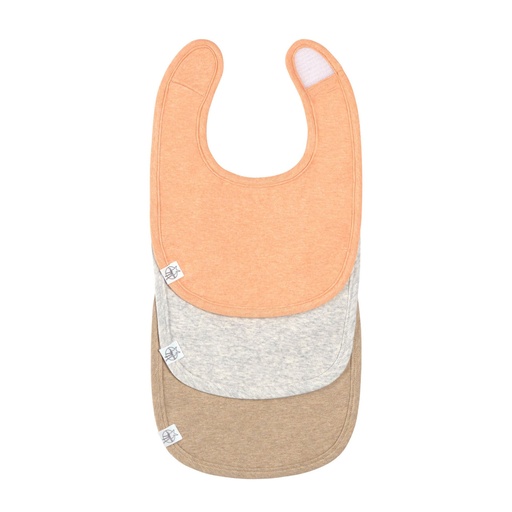 [1311024975] Lässig - Newborn Bib 3 pcs GOTS apricot/light grey/nature melange