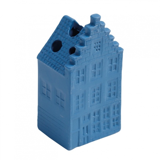 [KL16004] Heinen Delfts Blauw - Trockenblumen Hollandhäuschen blau Keramik - Treppengiebel